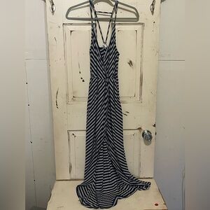 Lush Navy and White Striped Maxi Dress Like New Size Small